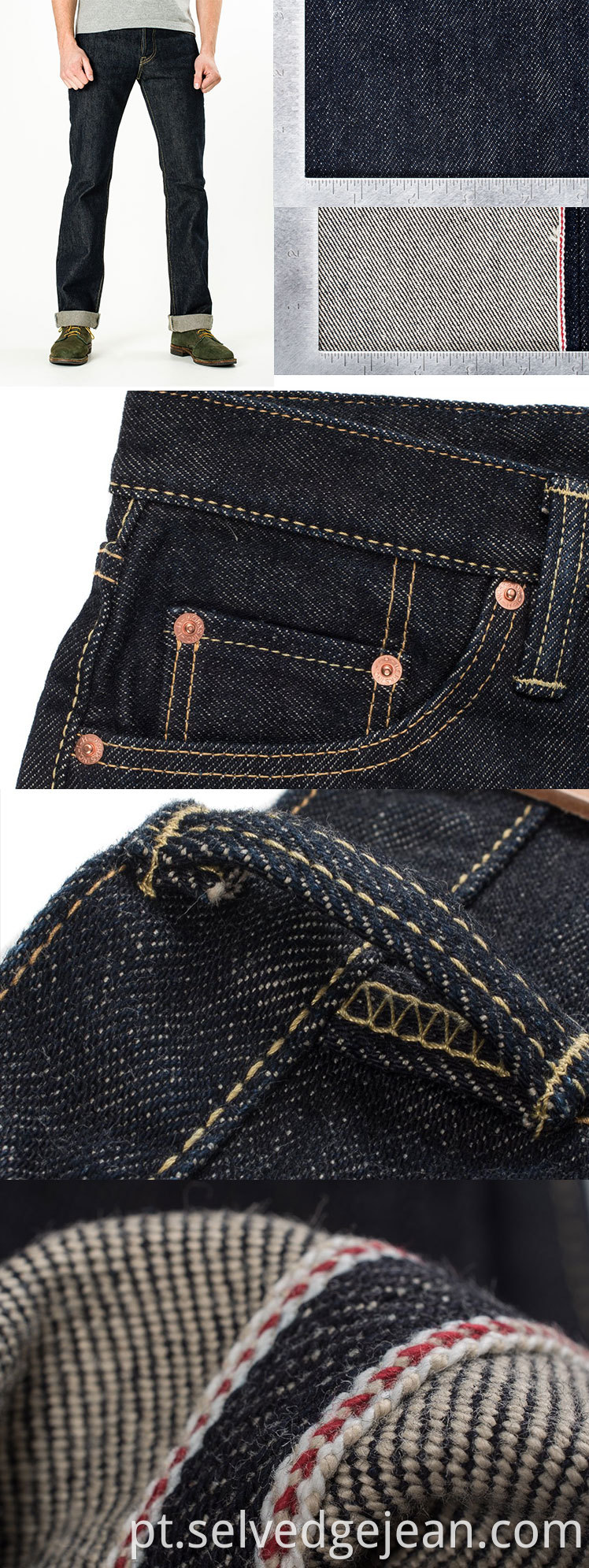 17oz light flare sutil corte de bota cora lisa super pesada, mas super macia, 17oz Indigo japonês selvage japonês jeans tissu